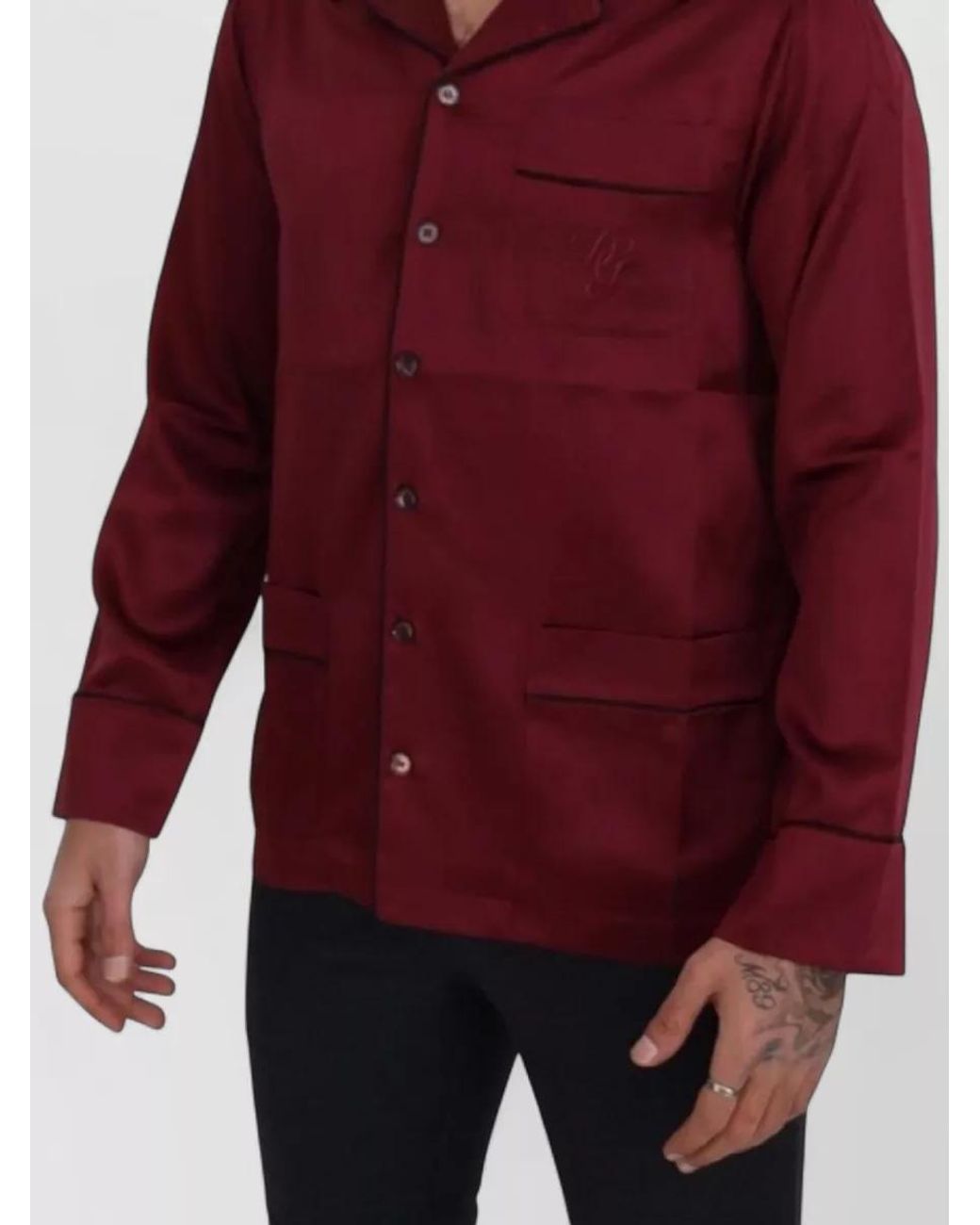 Dolce & Gabbana Red Silk Lounge Pajama Shirt for men