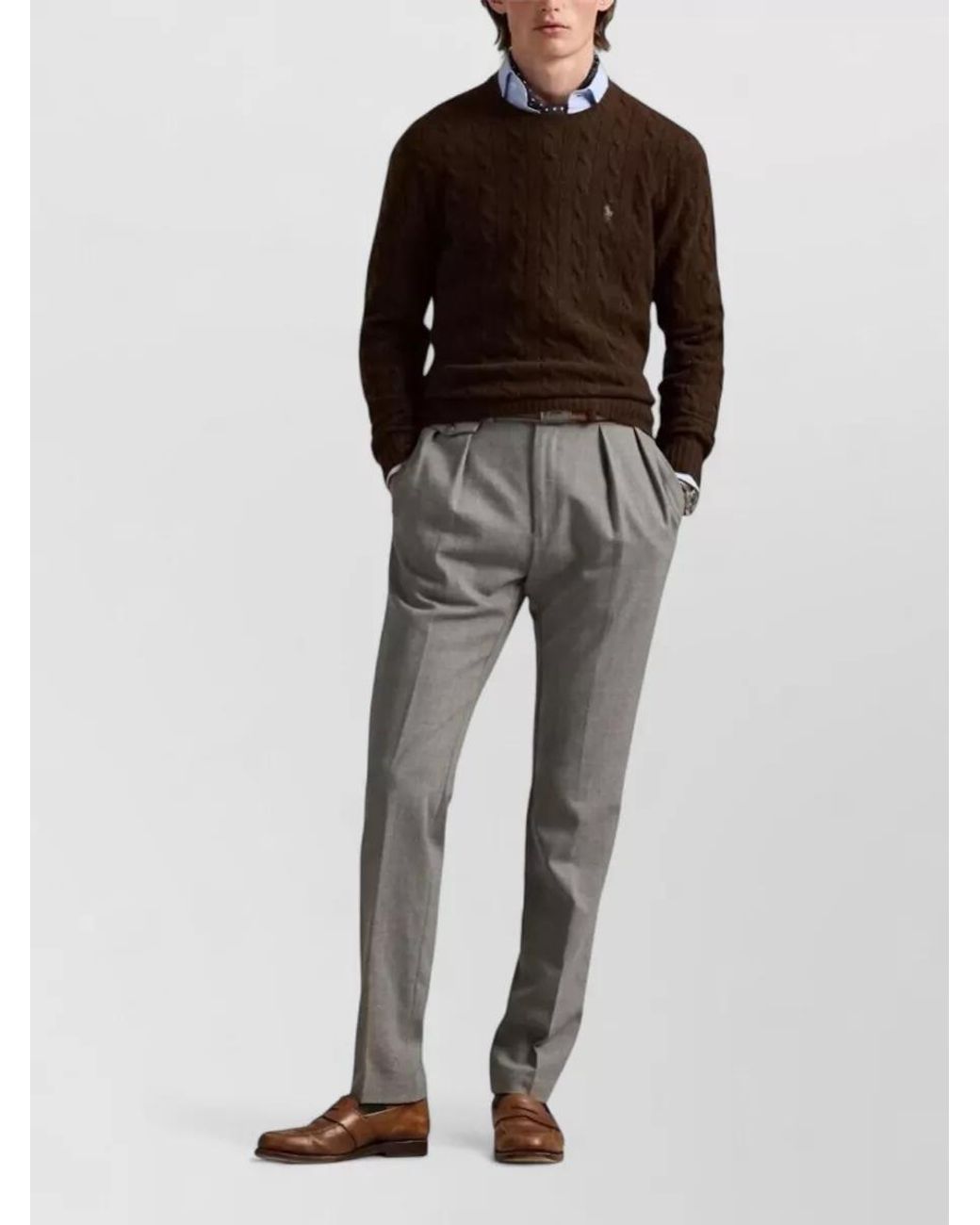 Polo Ralph Lauren Brown Wool Cashmere Long Sleeve T-Shirt for men