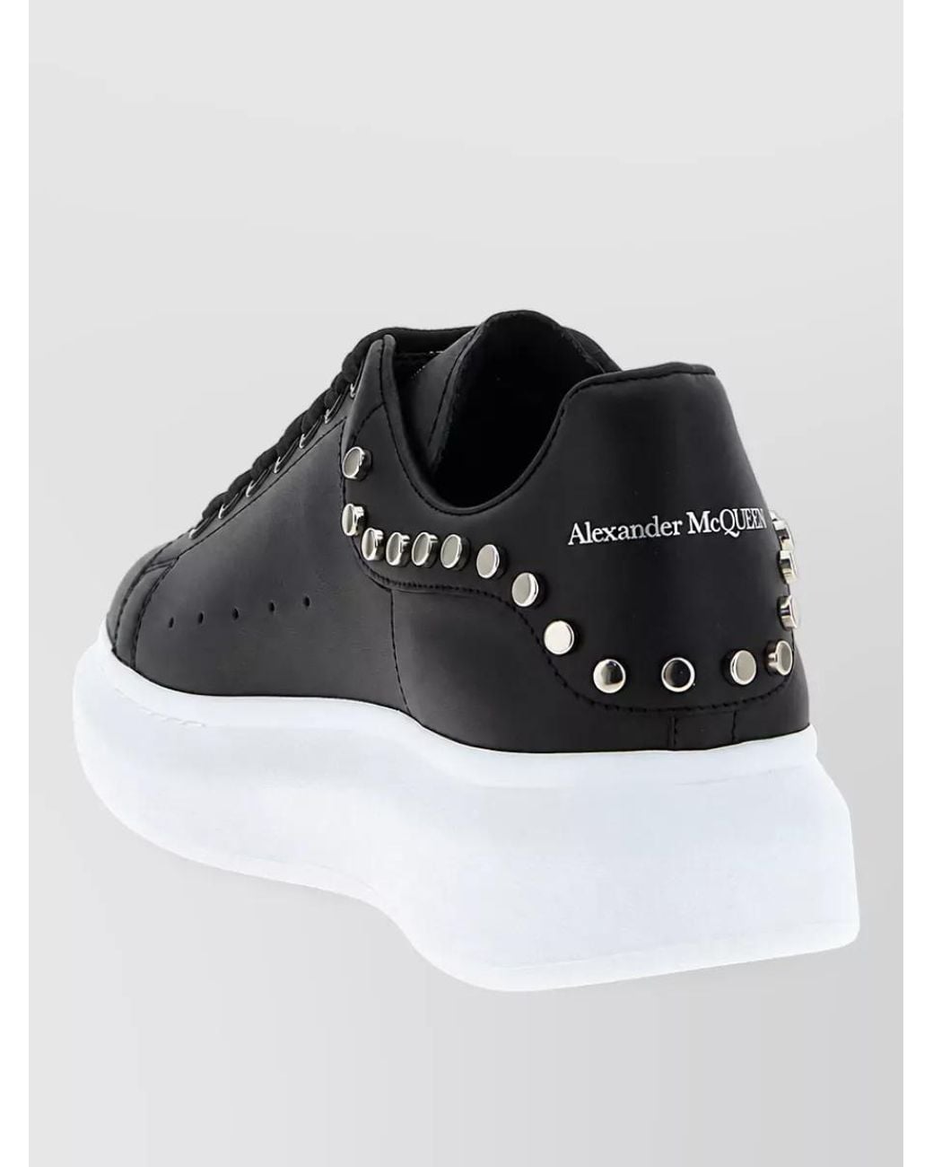 McQueen Black Leather Oversized Sole Low-Top Sneakers for men