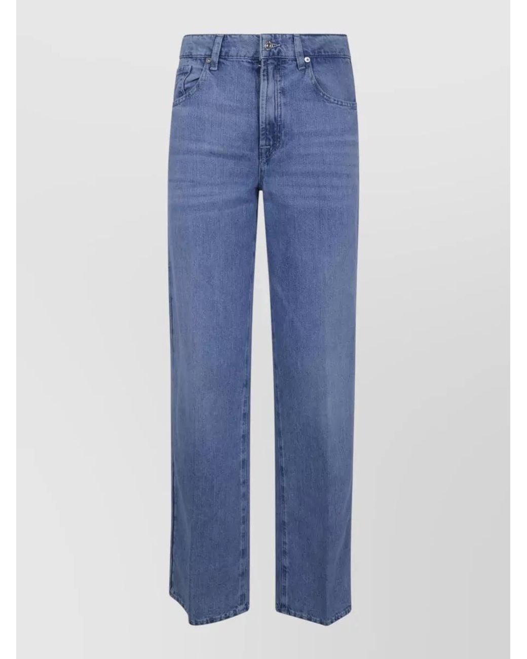7 For All Mankind Blue Denim Straight-Leg Jeans