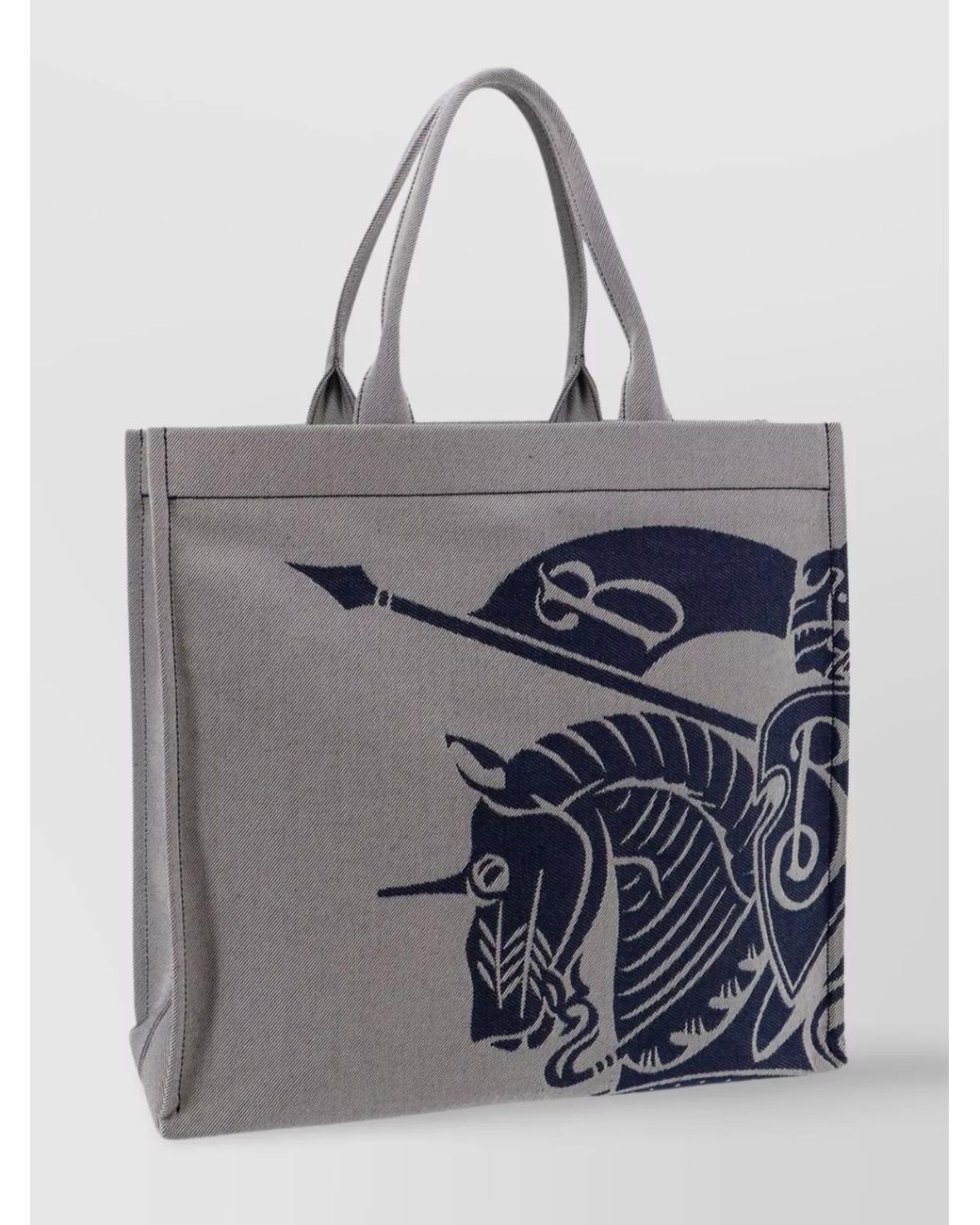 Burberry Gray Embroidered Canvas Tote Bag for men