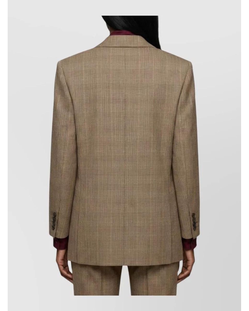 Saint Laurent Brown Double-Breasted Glen Plaid Blazer