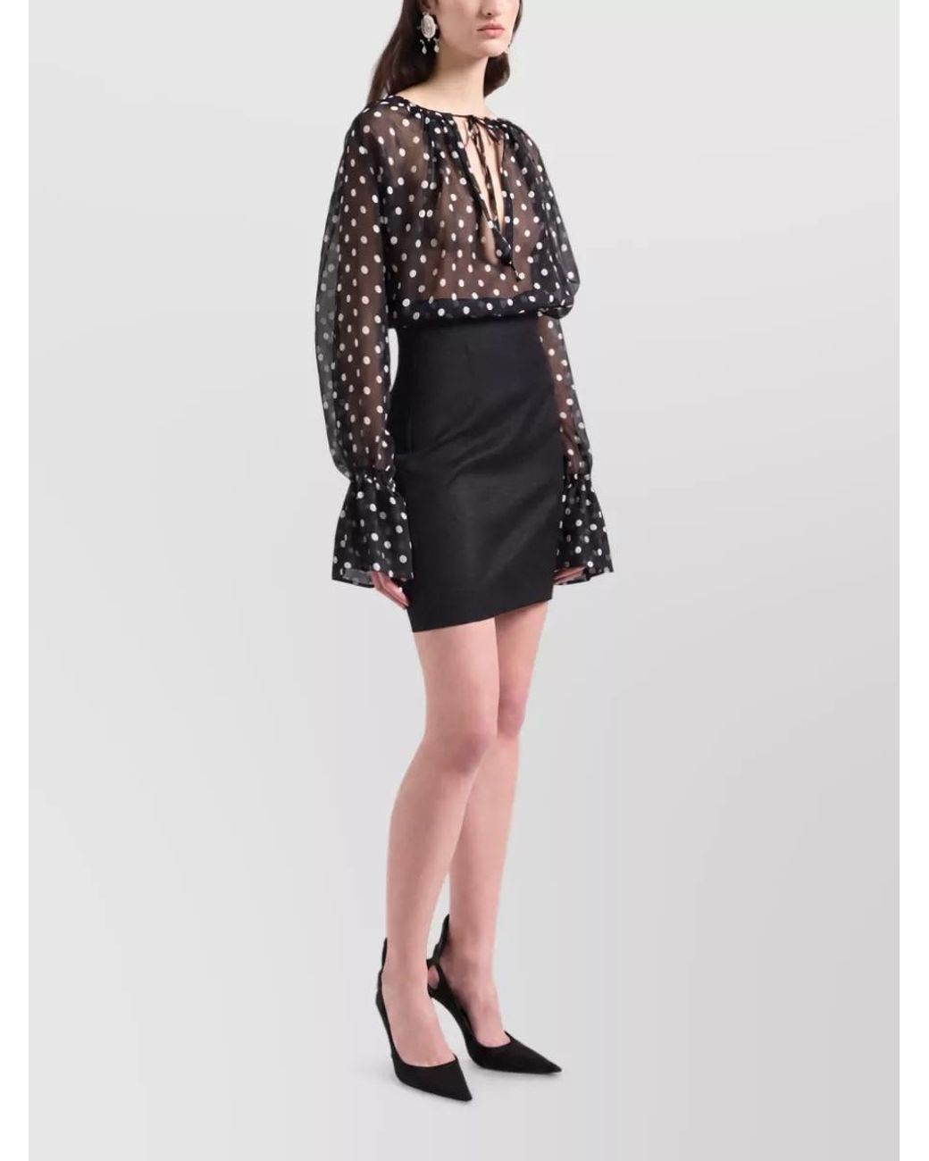 Nina Ricci Black Silk Long-Sleeve Blouse