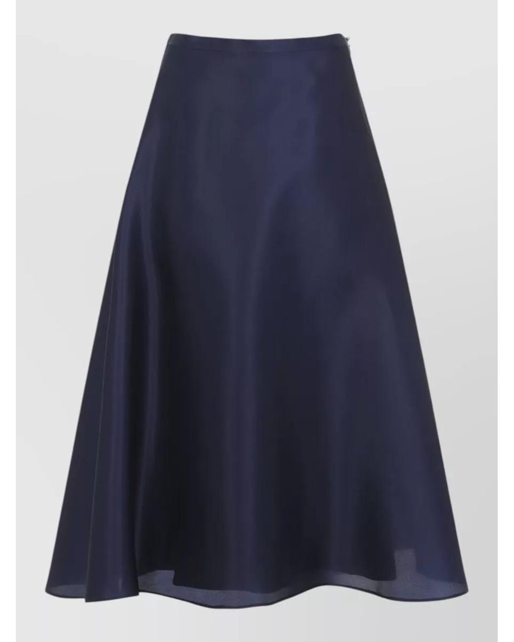 Alberta Ferretti Blue Silk High-Rise A-Line Midi Skirt