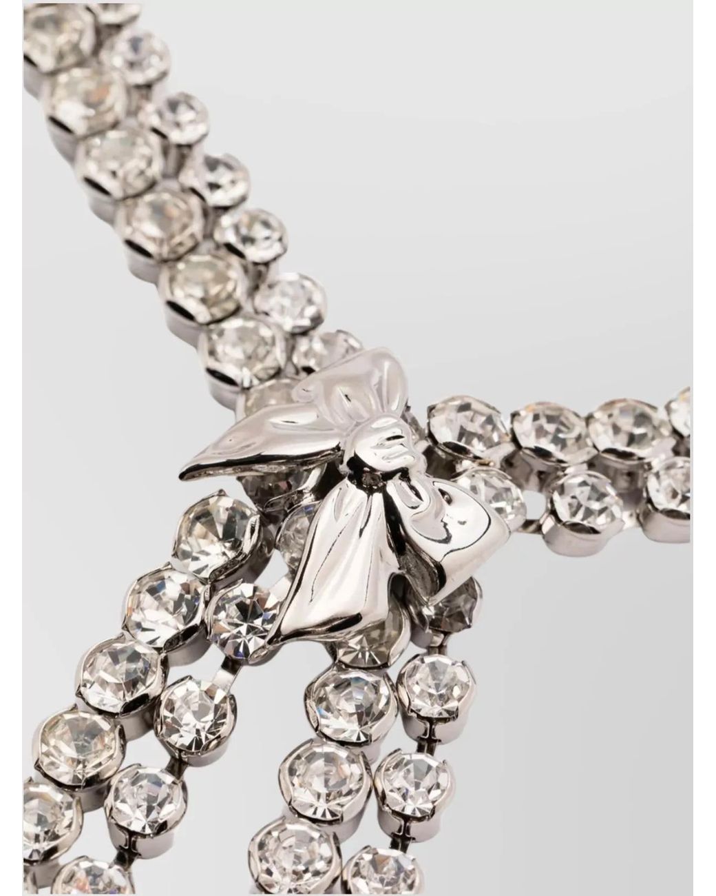Alessandra Rich White Crystal Bow Necklace