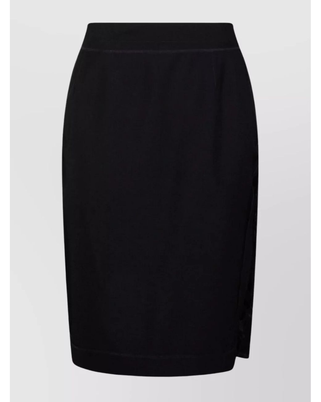 Maison Margiela Black Wool-Blend Midi Straight Skirt
