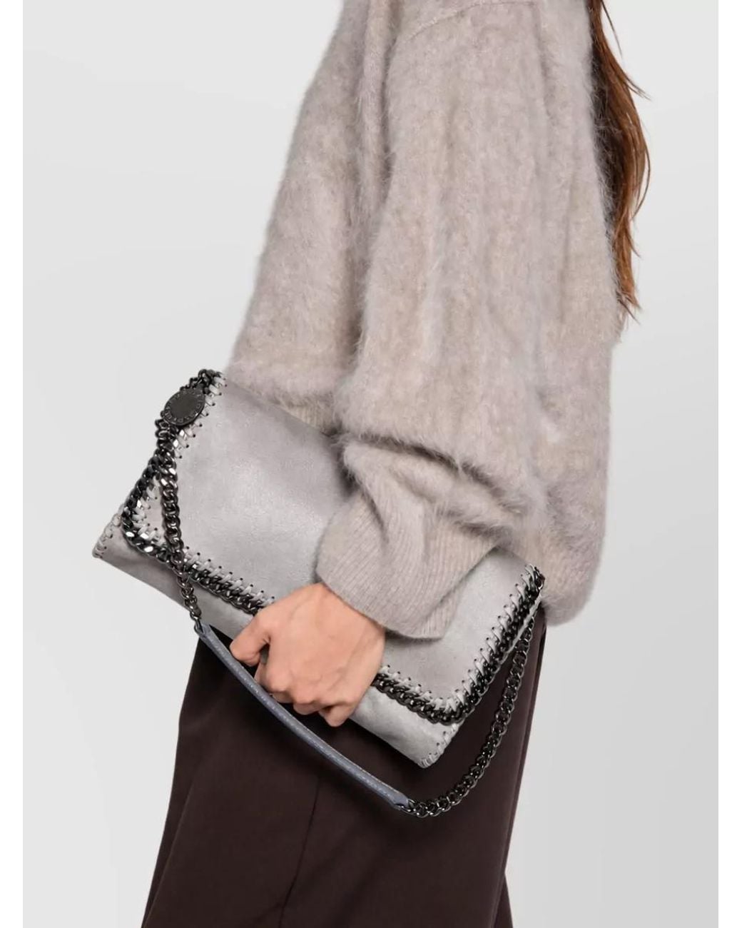Stella McCartney Gray Falabella Flap Clutch Clutch Bag