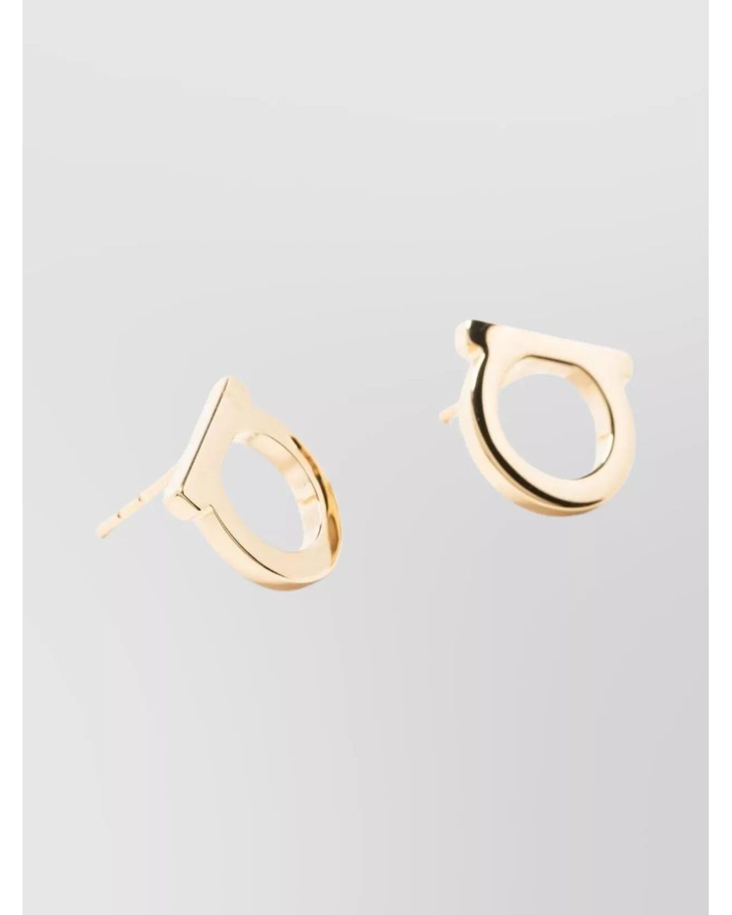 Ferragamo Natural Brass Gancini Stud Earrings