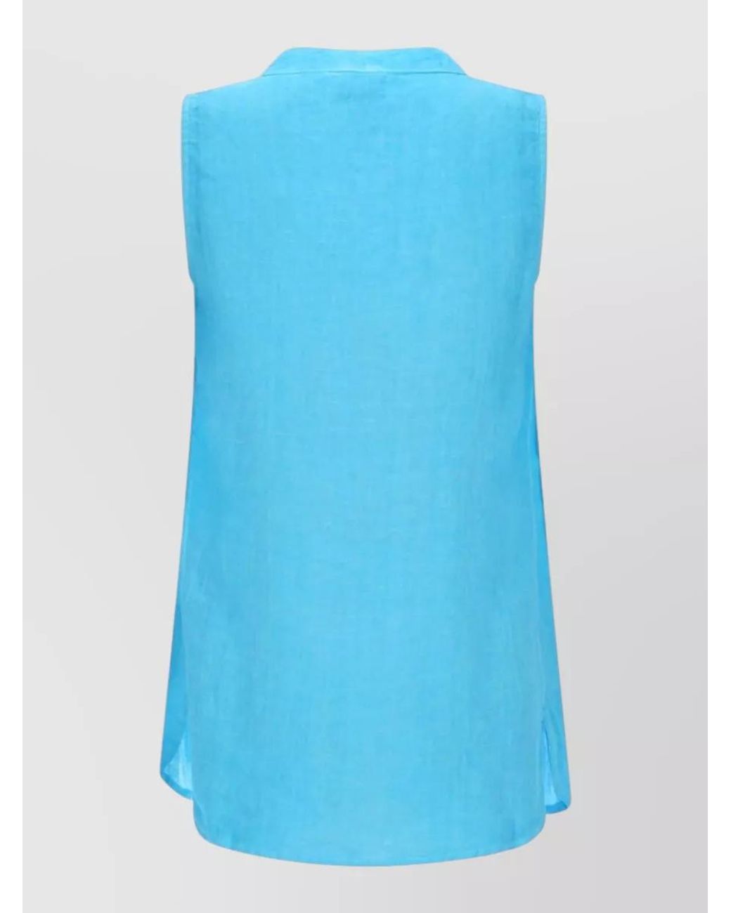 120% Lino Blue Sleeveless Linen Shirt