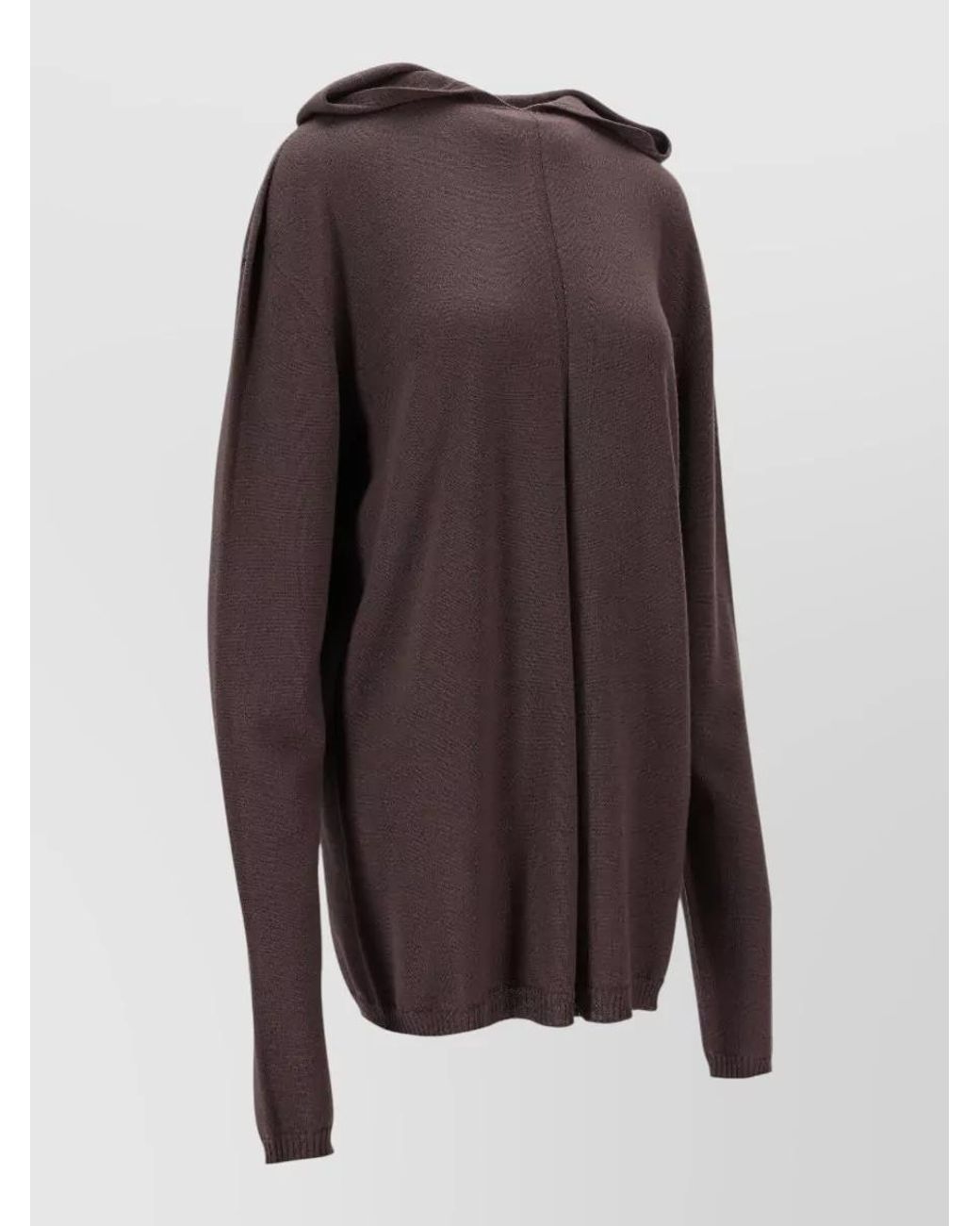 Rick Owens Brown Wool Oversized Hoodie