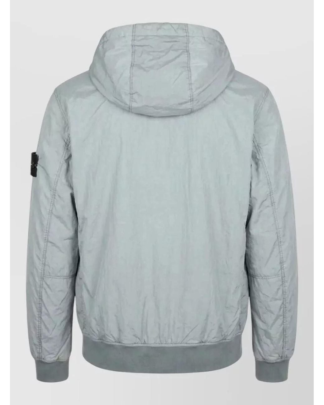Stone Island Gray Crinkled Hooded Padded Jacket for men