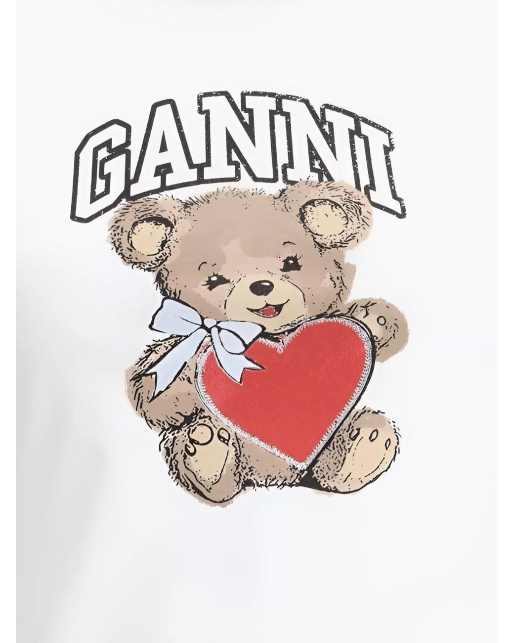 Ganni Multicolor Bear Print Organic Cotton T-Shirt