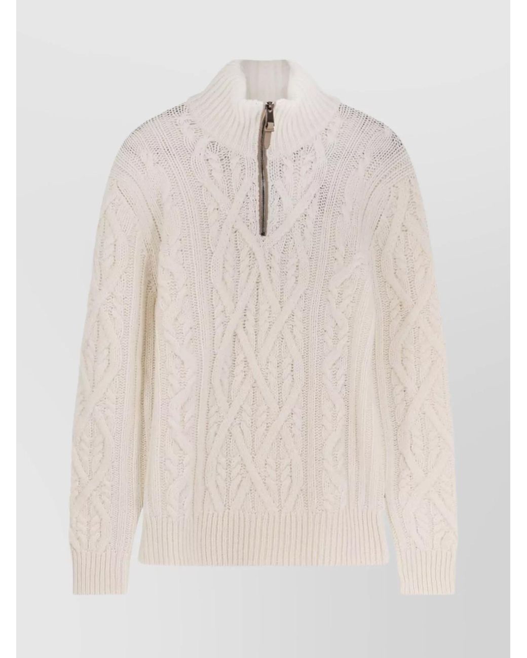 Boss Natural Cable Knit Crewneck Sweater With Ribbed Cuffs And Hem for men