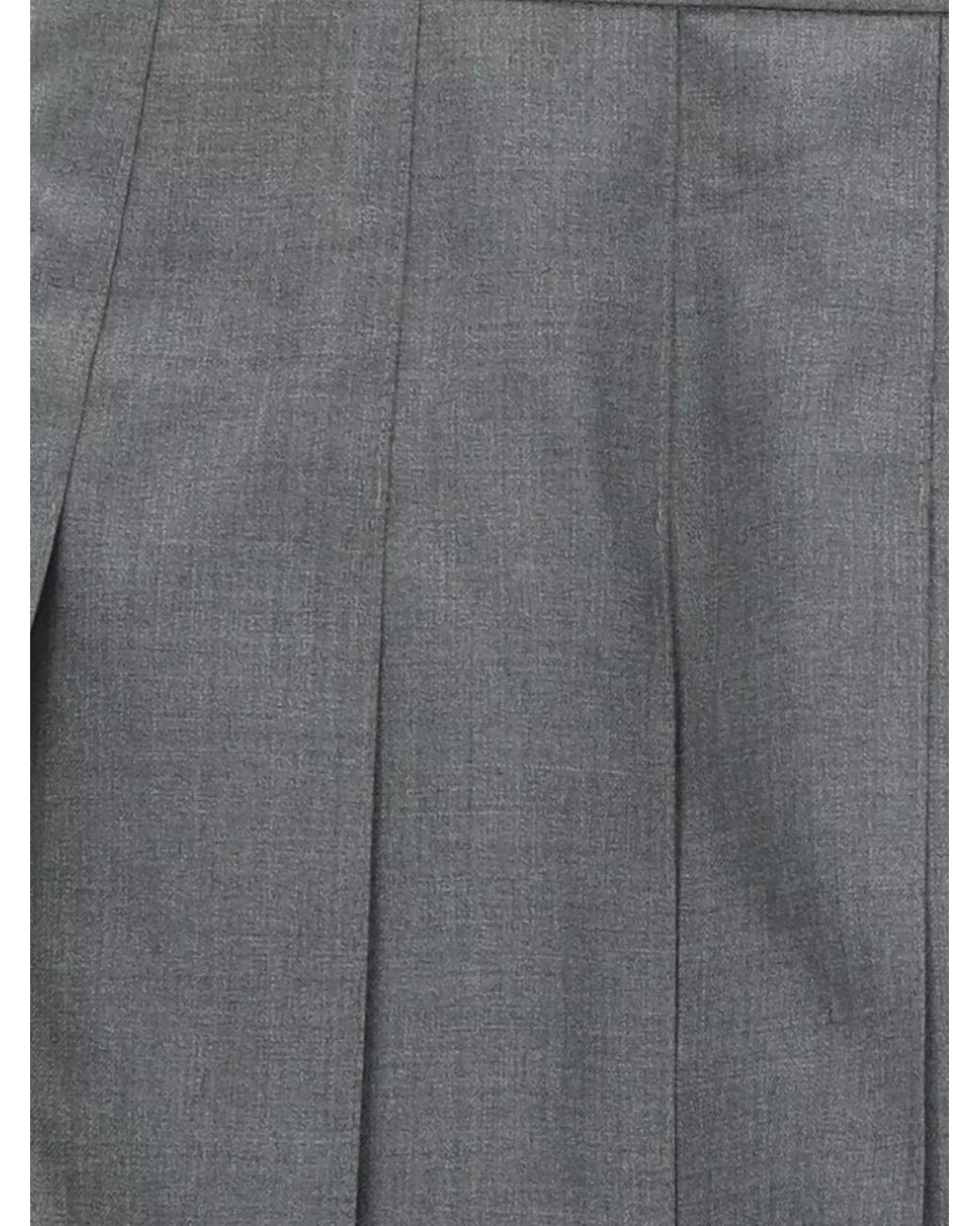 Thom Browne Gray Wool High-Rise Pleated Asymmetric Mini Skirt