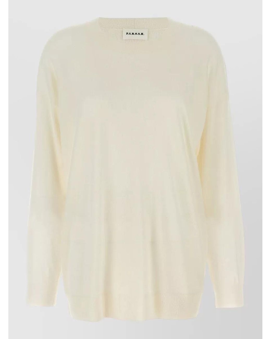 P.A.R.O.S.H. Natural Cashmere Silk Wool Crew-Neck Long-Sleeve Sweater