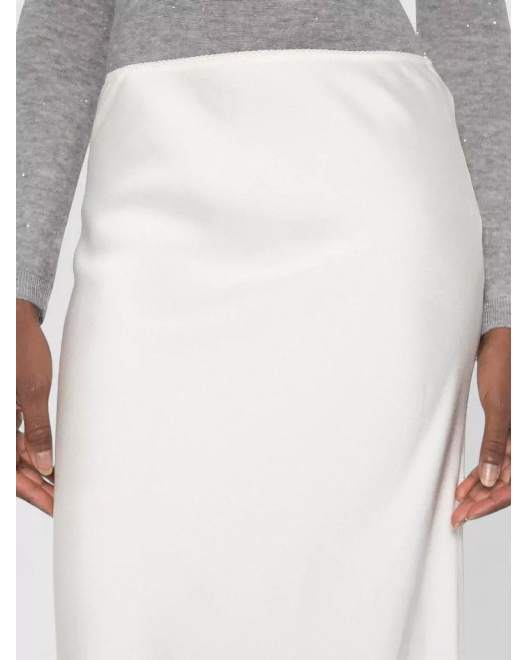 Fabiana Filippi White Satin Maxi Skirt