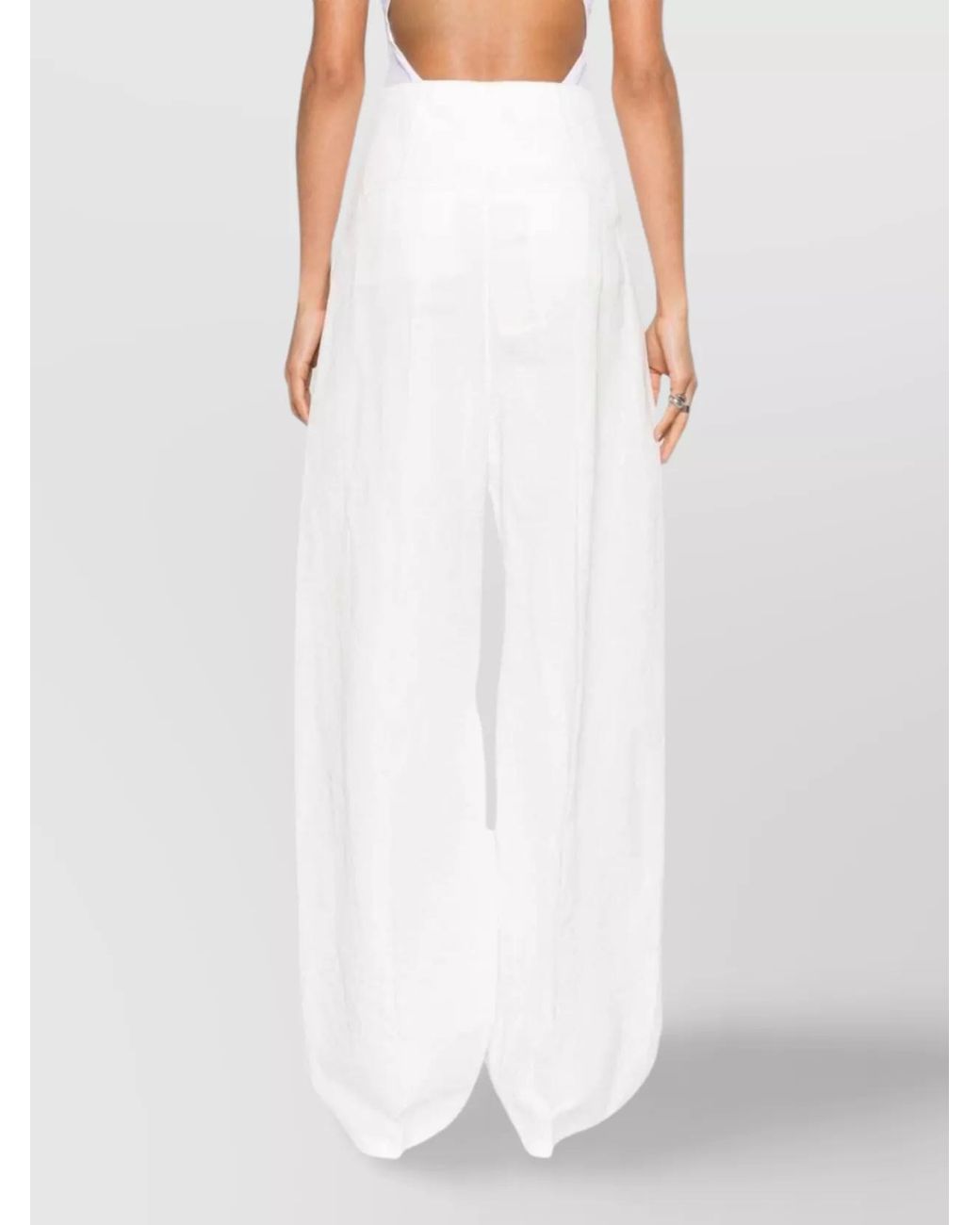 Sportmax White High-Rise Wide-Leg Trousers