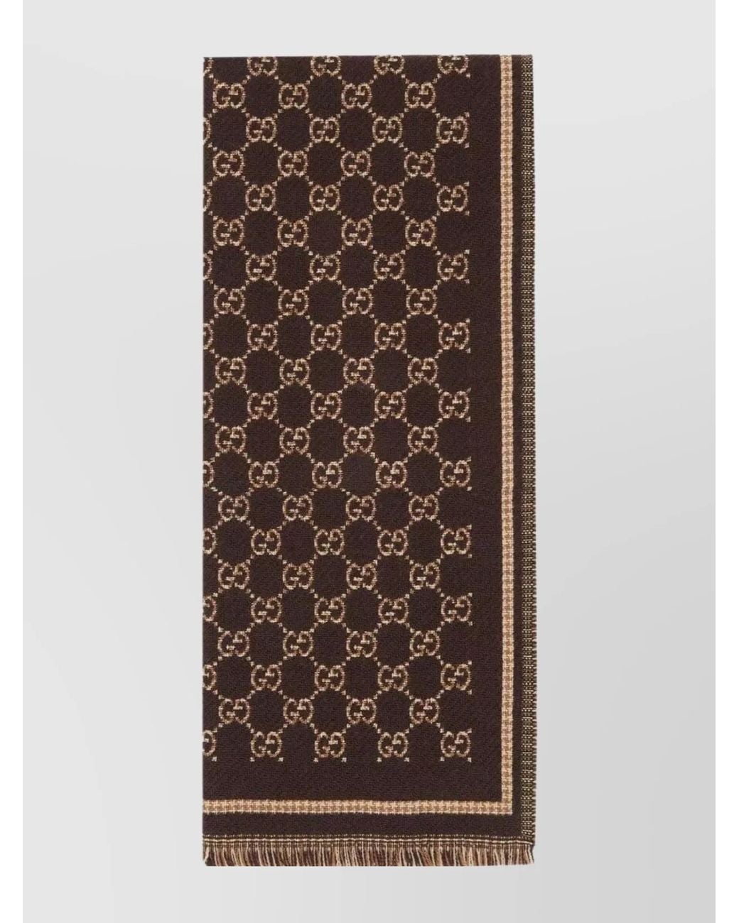 Gucci Brown Gg Wool Jacquard Scarf for men