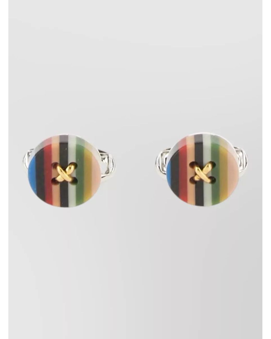 Paul Smith Multicolor Metal Button Stripe Earrings for men