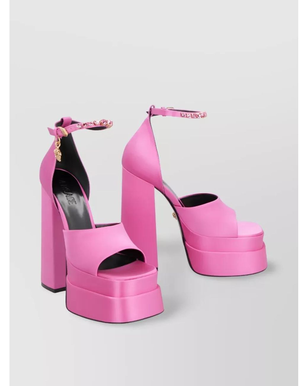 Versace Pink Crystal Embellished Platform Sandals