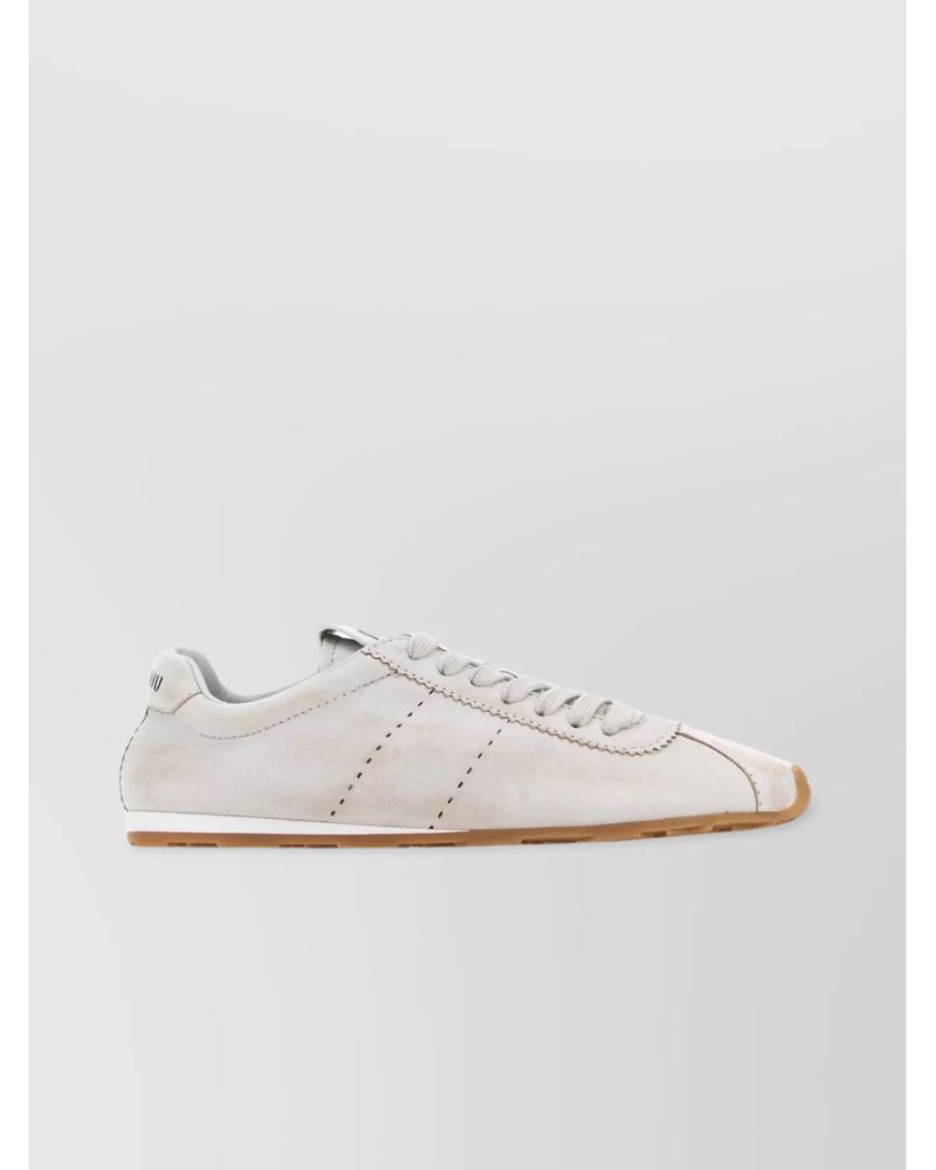 Miu Miu White Lamb Leather Low-Top Sneakers