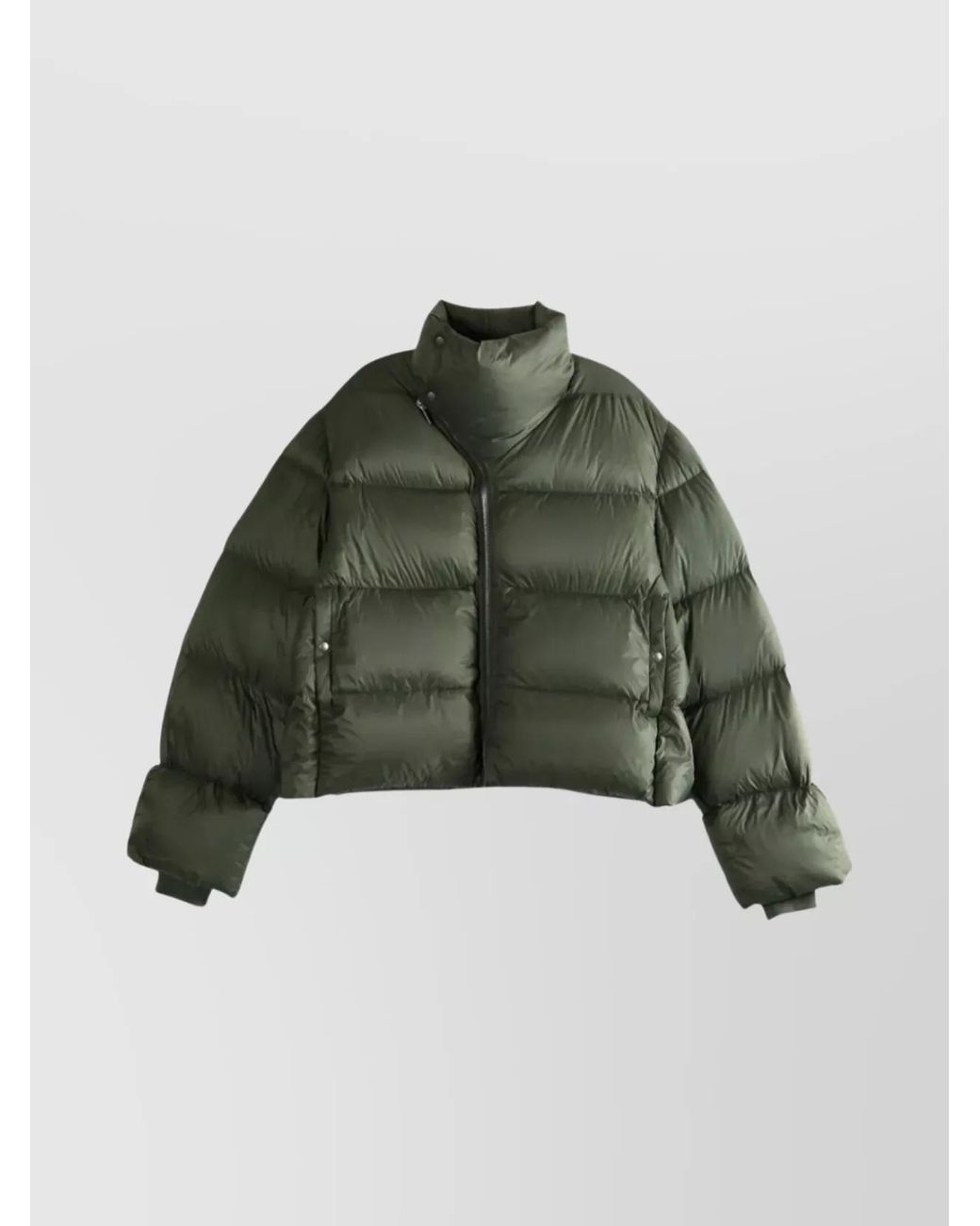 Rick Owens Green Down Quilted Long Jacket for men