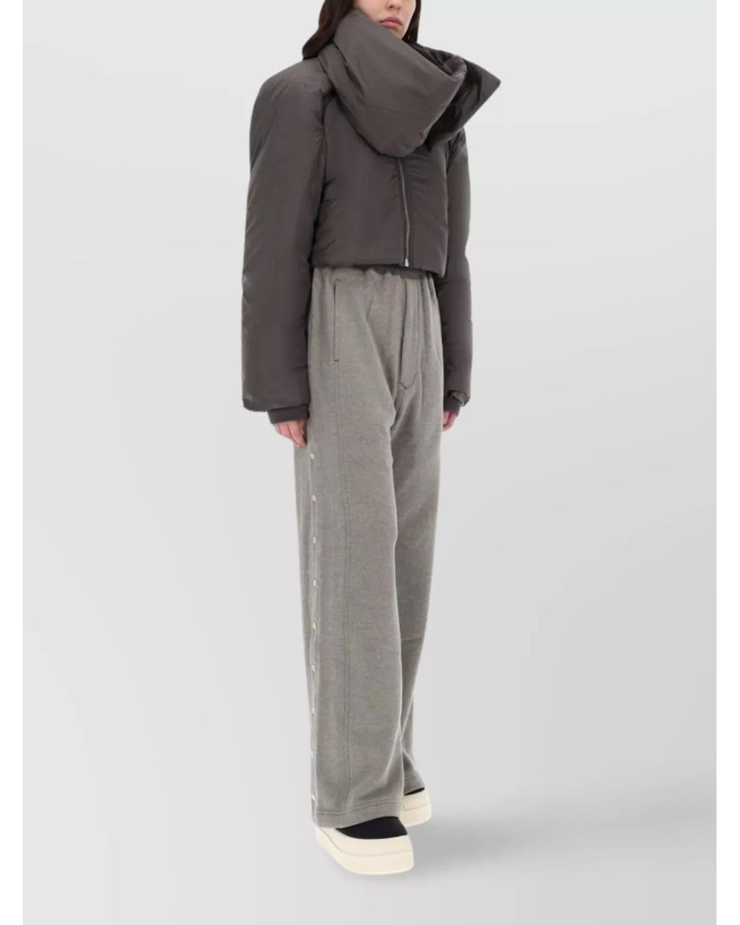 Rick Owens Gray Cropped Parka Coat