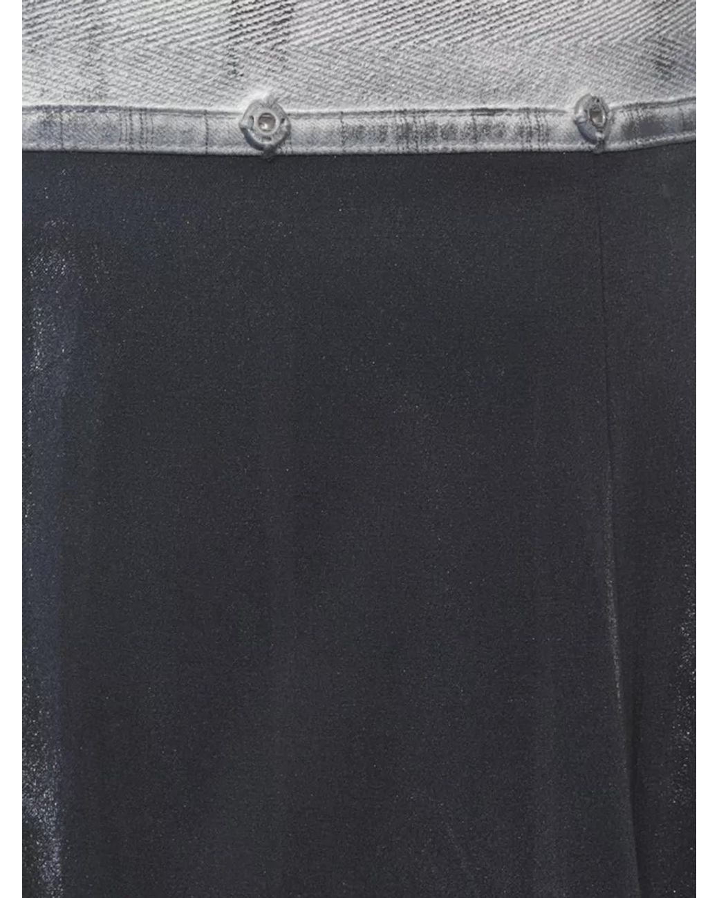 Maison Margiela Blue Silk-Blend Foil-Treated Midi Pleated Skirt