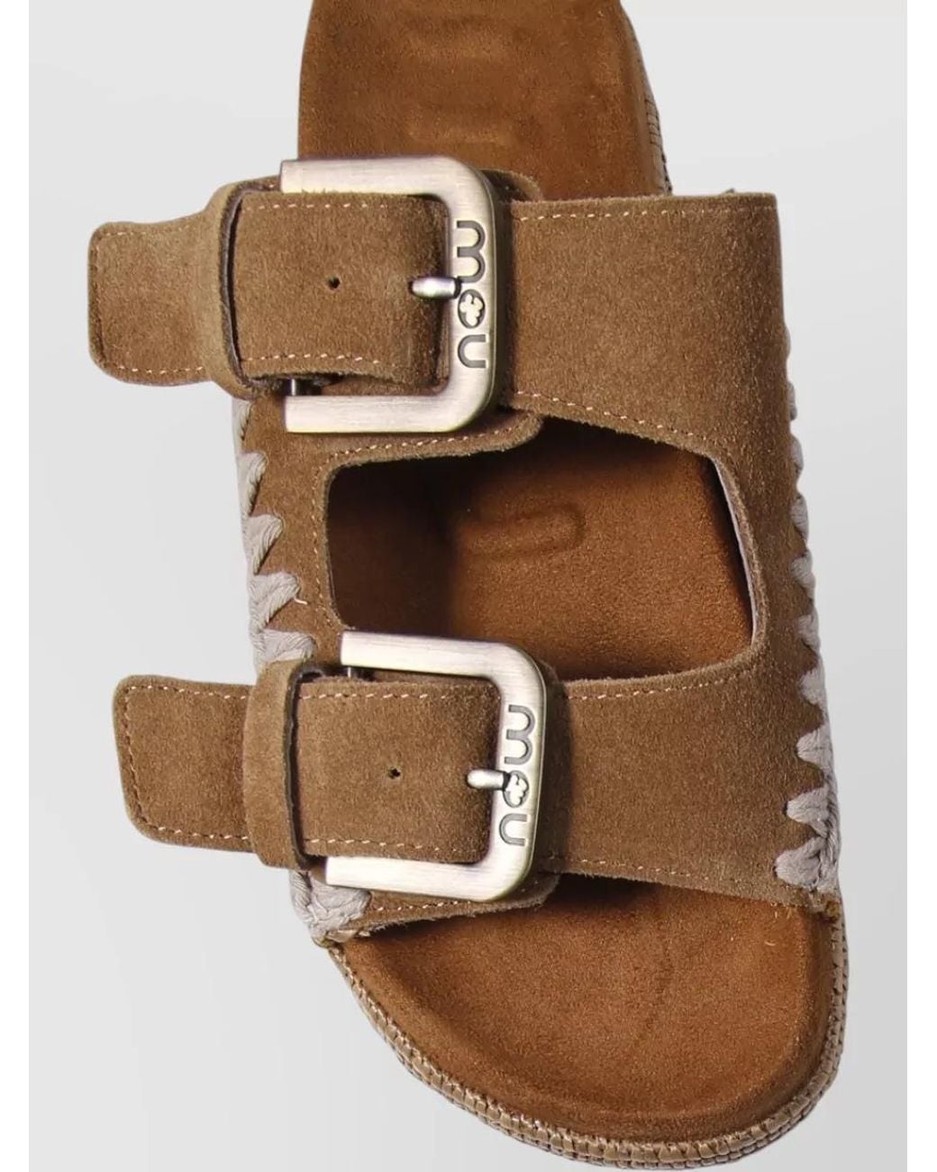 Mou Brown Leather Two Buckle Sandals