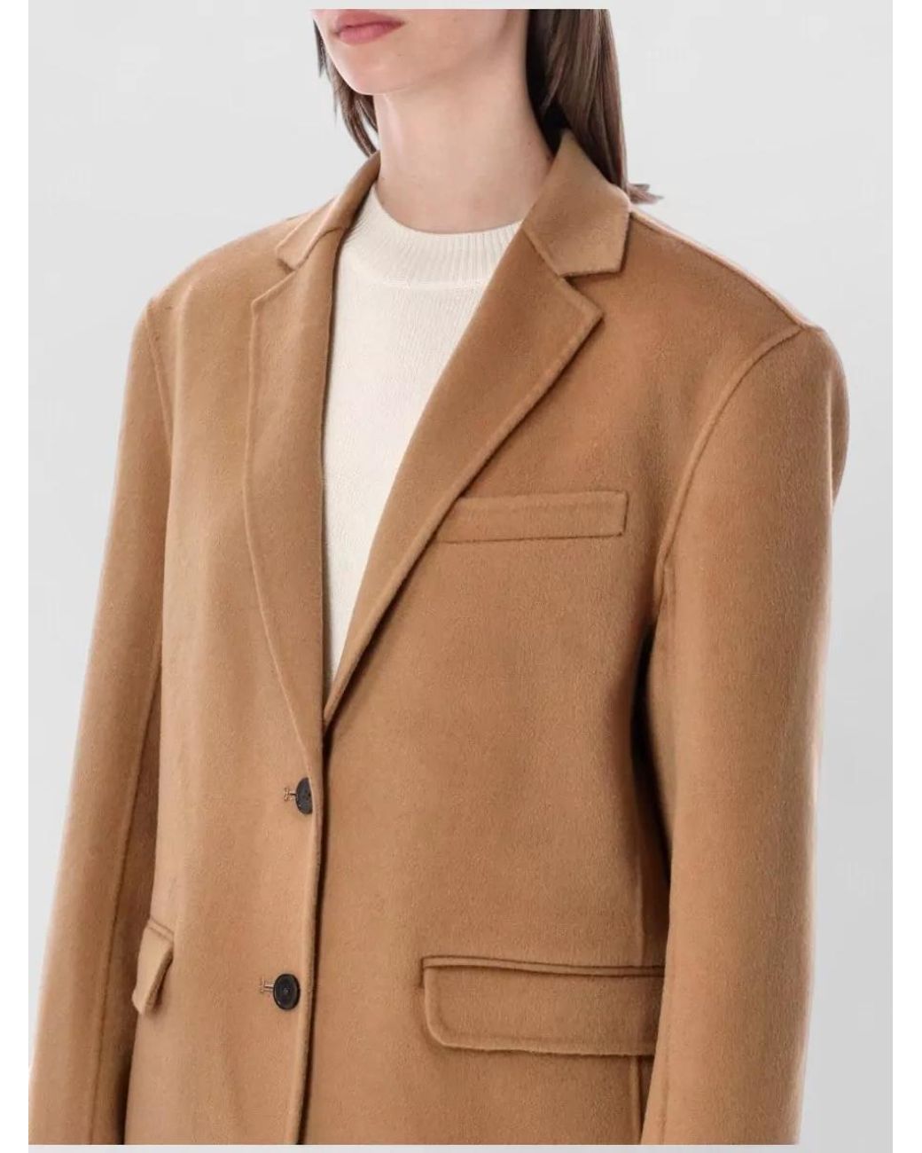 Anine Bing Natural Wool Cashmere Oversized Single Breasted Coat