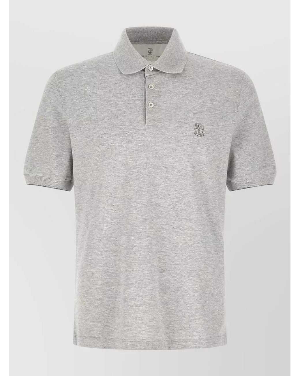 Brunello Cucinelli Gray Logo Piqué Cotton Polo Shirt for men