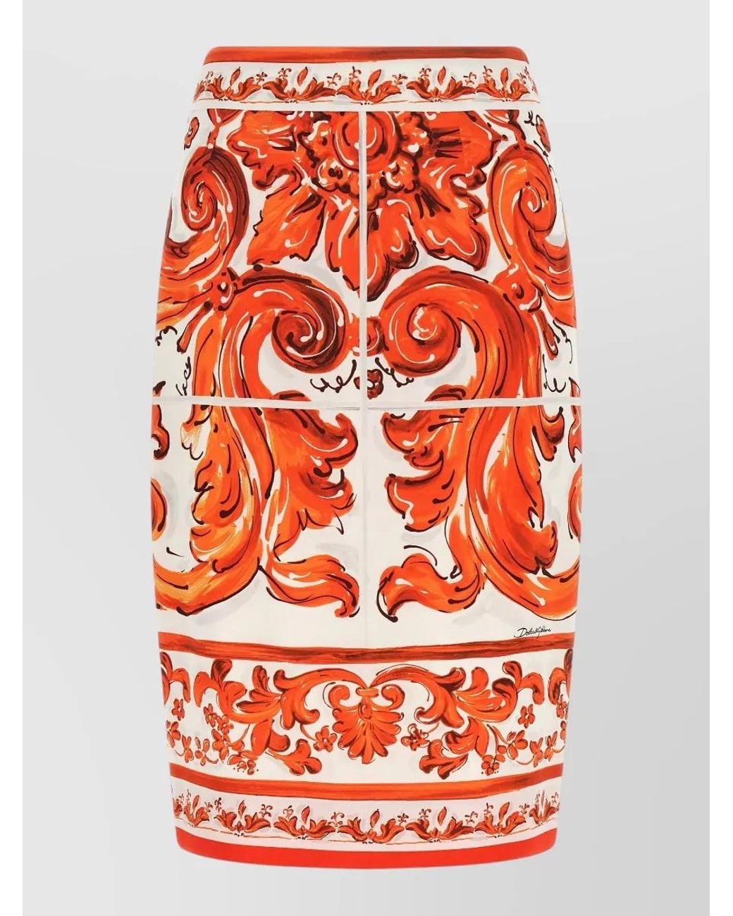 Dolce & Gabbana Red Silk Midi Skirt