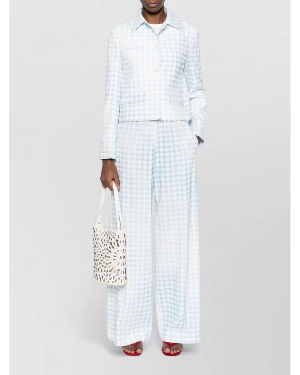 Ermanno Scervino White Printed Wide-Leg Trousers