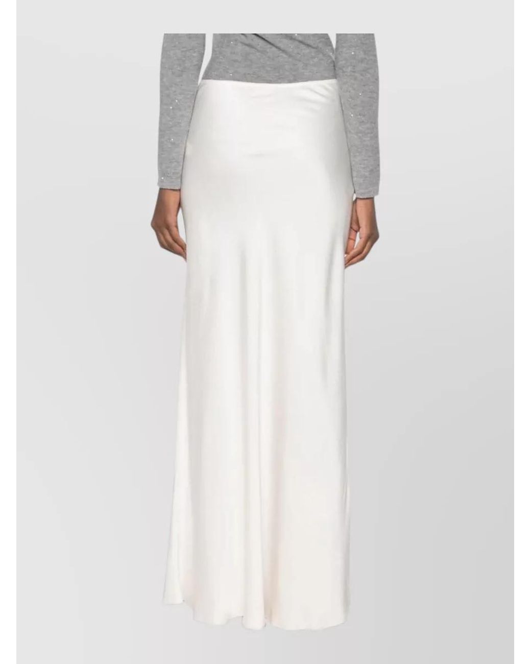 Fabiana Filippi White Satin Maxi Skirt