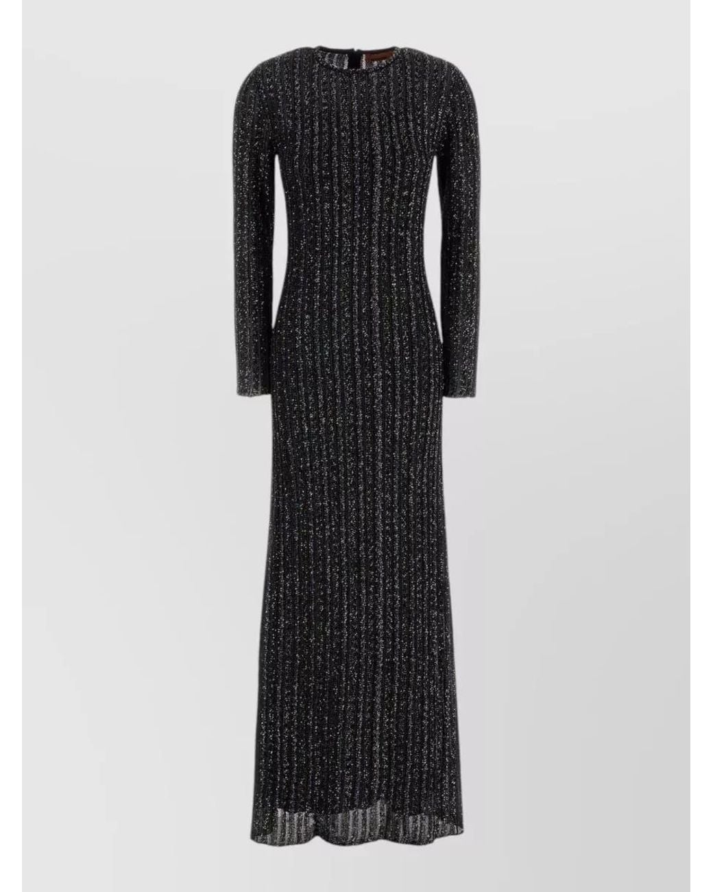 Missoni Black Embroidered Stretch-Knit Maxi Dress