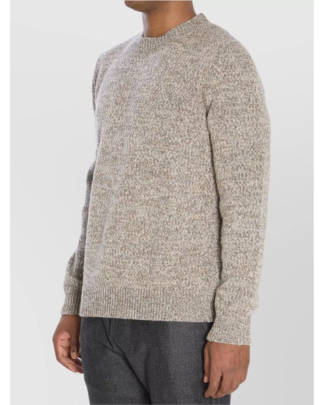 Barena Gray Wool Crew Neck Ribbed Hem Jumper for men