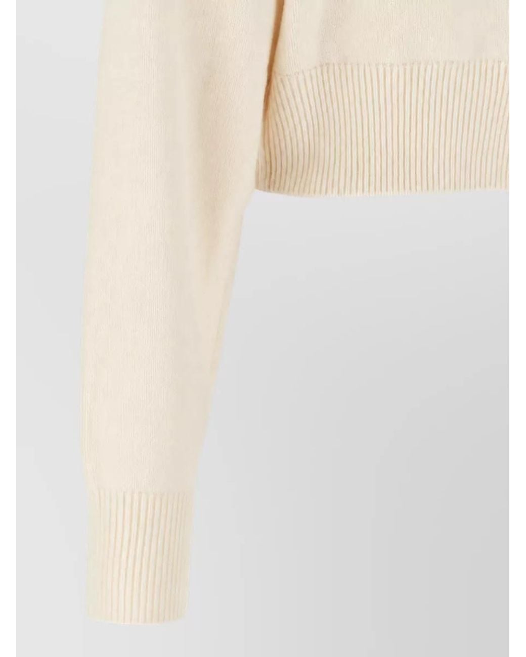 Coperni Natural Cashmere Half-Zip Cropped Sweater