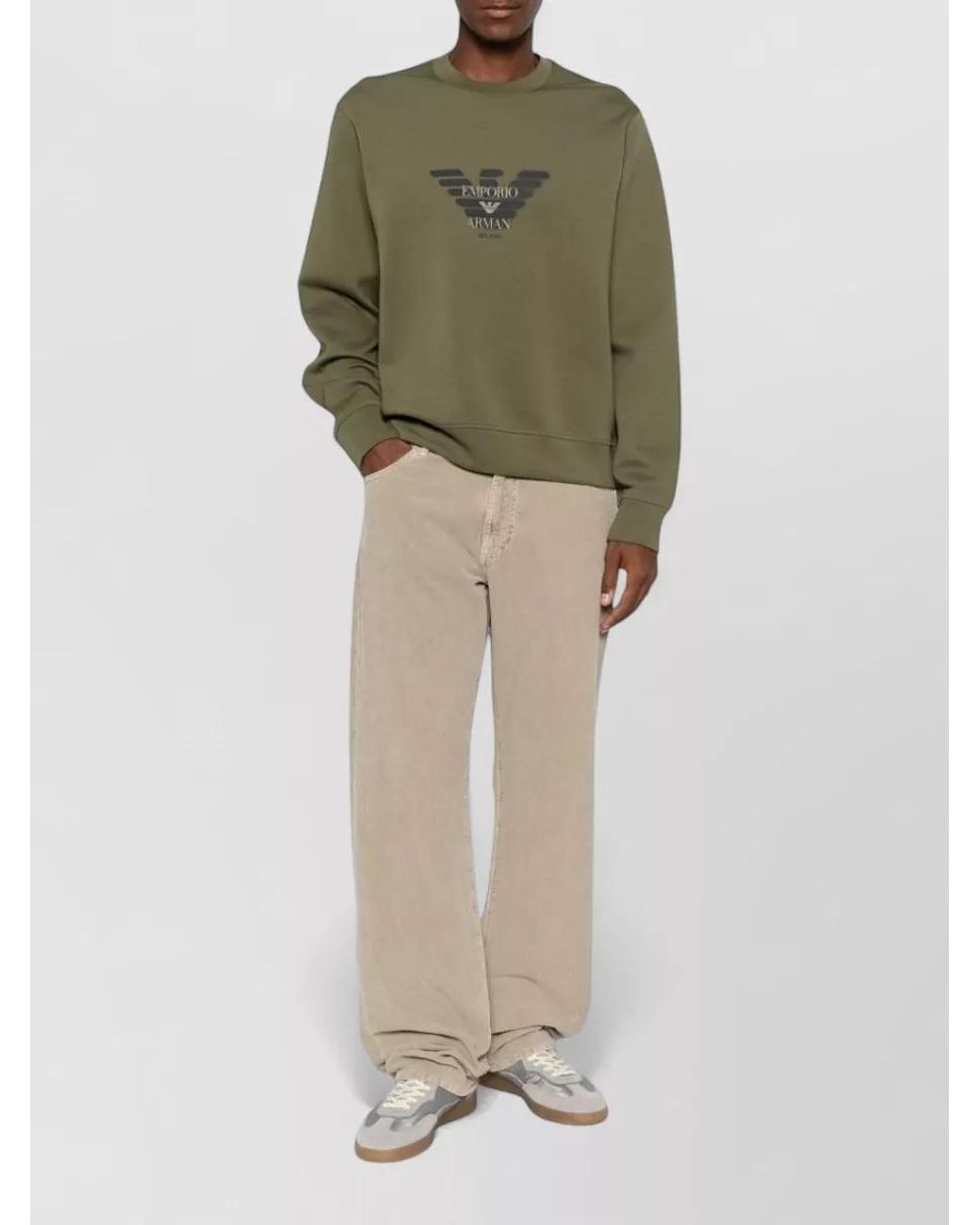 Emporio Armani Natural Corduroy Wide Leg Jeans for men