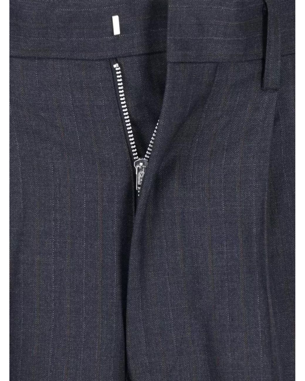 Junya Watanabe Blue Wool Straight-Leg Suit Trousers