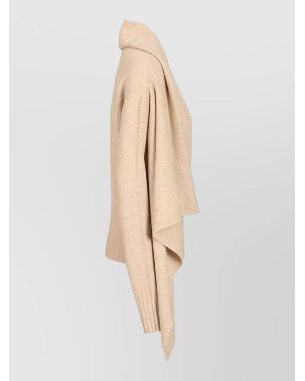 The Attico Natural Wool Draped-Scarf Roll-Neck Sweater
