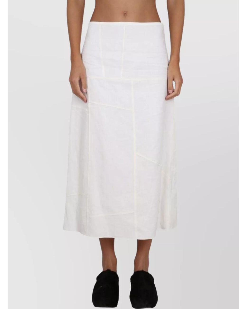 Jil Sander White Linen A-Line Skirt
