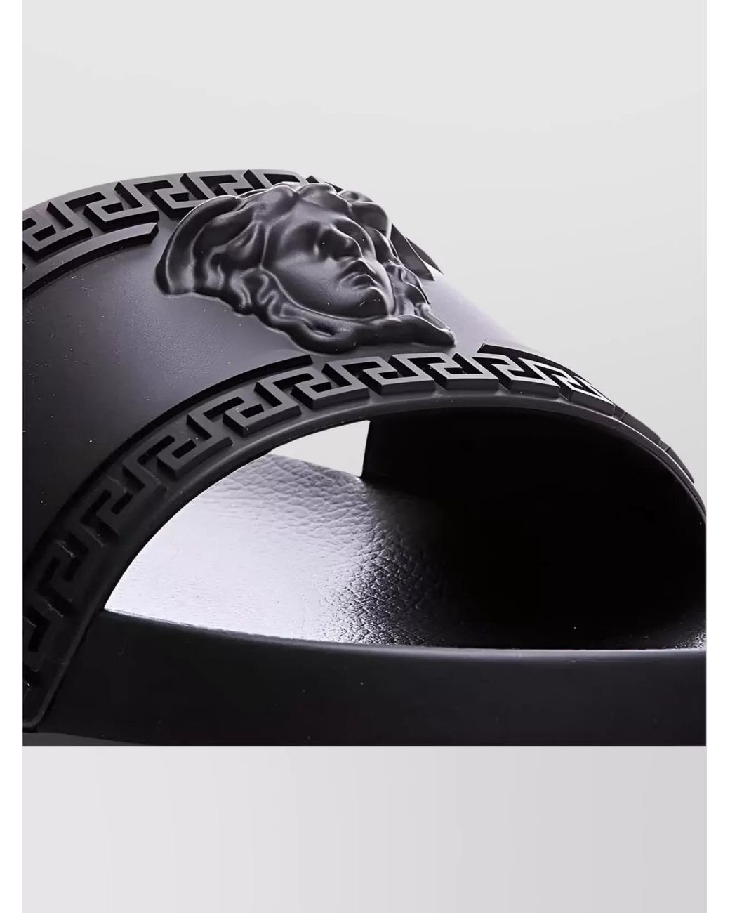 Versace Black Flat Sole Open Toe Sandals for men