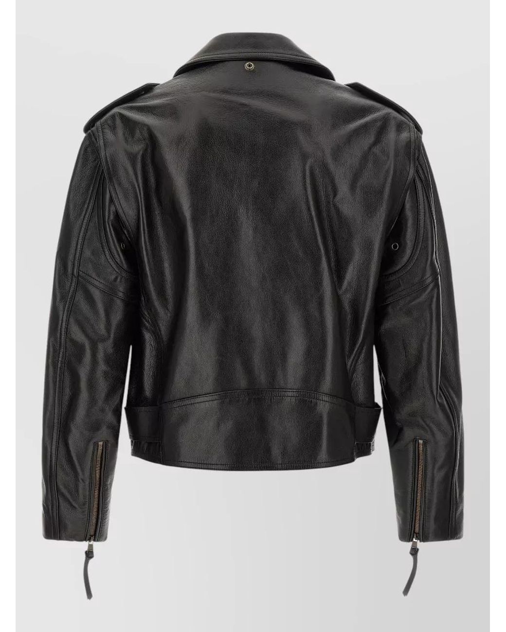 Balmain Black Leather Biker Jacket for men