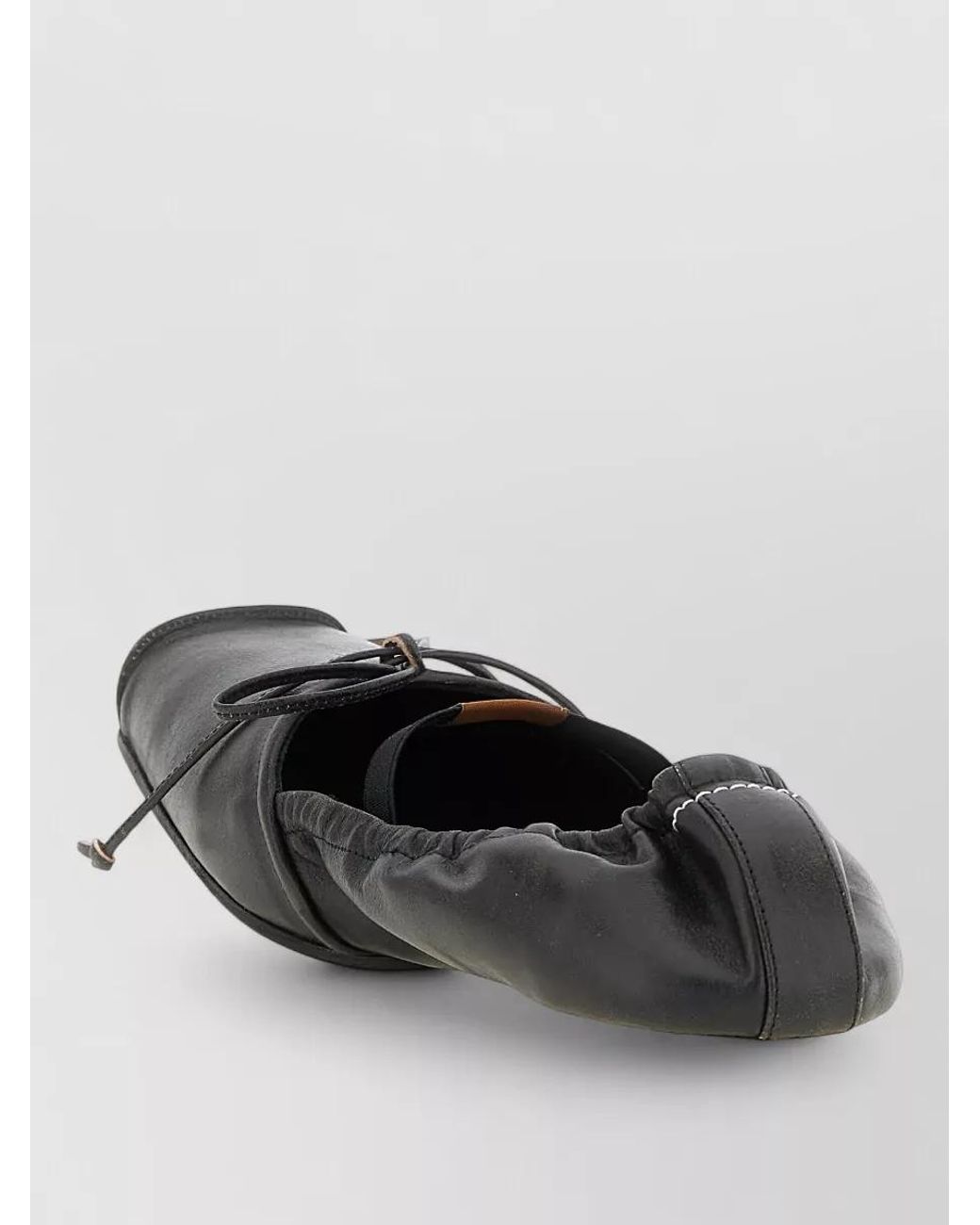 MM6 by Maison Margiela White Leather Square Toe Ballerina Flats