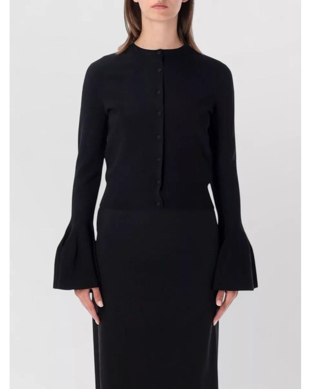 Stella McCartney Blue Compact Knit Bell Sleeve Cardigan