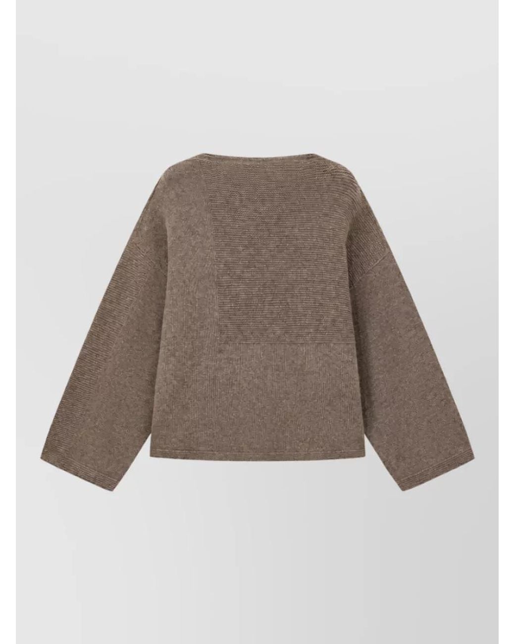 Emporio Armani Brown Wool Fine-Knit Boat Neck Long-Sleeve Sweater