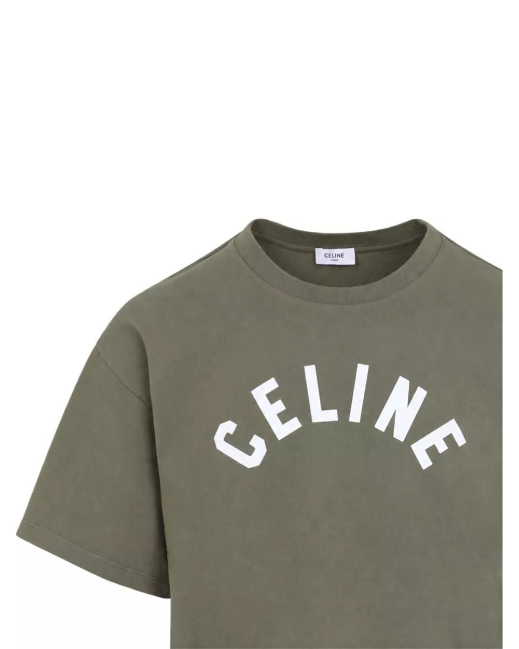 Céline Green Relaxed Cotton Logo-Print T-Shirt for men