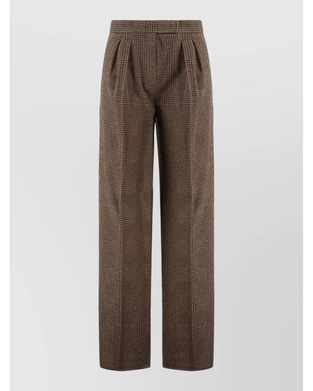 Max Mara Brown Checked Wide-Leg Trousers