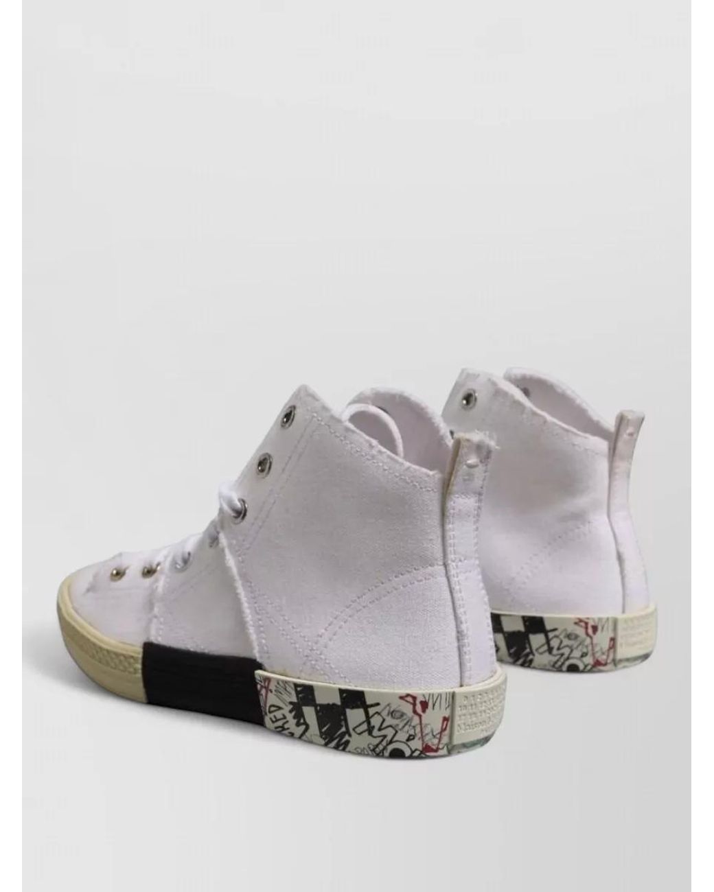 Maison Margiela Gray Cotton Lace-Up Mid-Top Sneakers