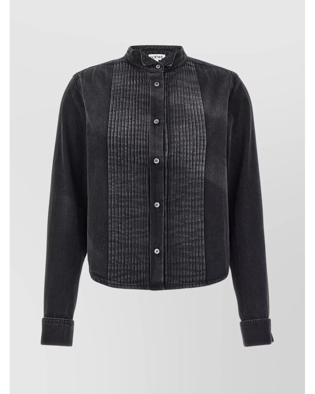 Loewe Blue Cotton Pleated Denim Shirt